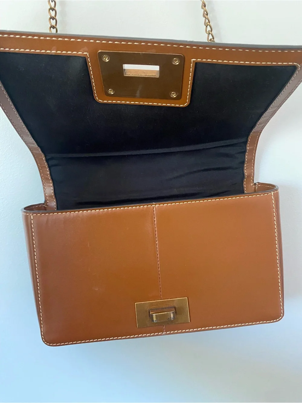 Sam Edelman 100% Leather Cognac Brown Chain Shoulder Bag